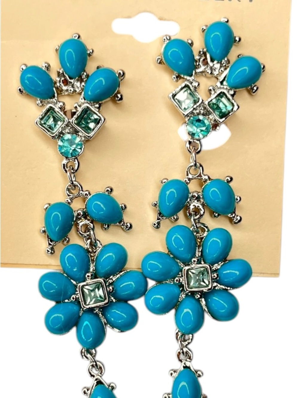 Fashion Jewelry Turquoise Floral Dangle Earrings - Women Jewelry